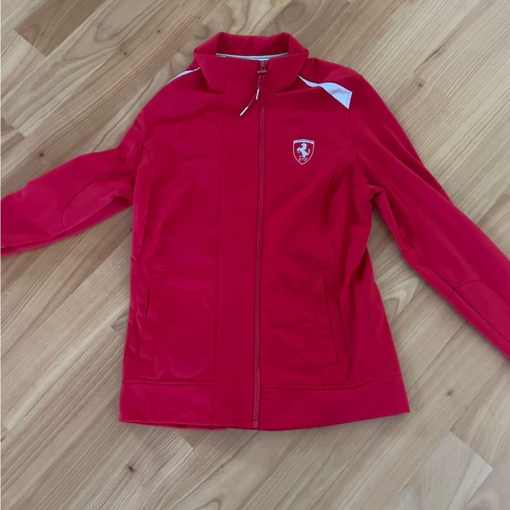 Ferrari Red Zip-Up Jacket with White Details